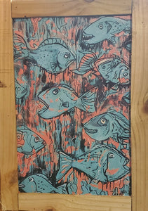 turquoise fish 12×18 framed ready to hang