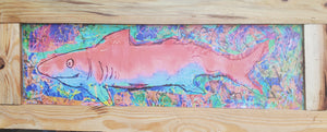 26" framed print "pink shark "