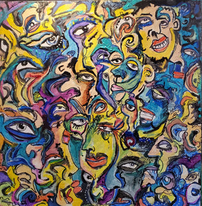 original 24 x24"     "sprouting in the crowd  head in the clouds "