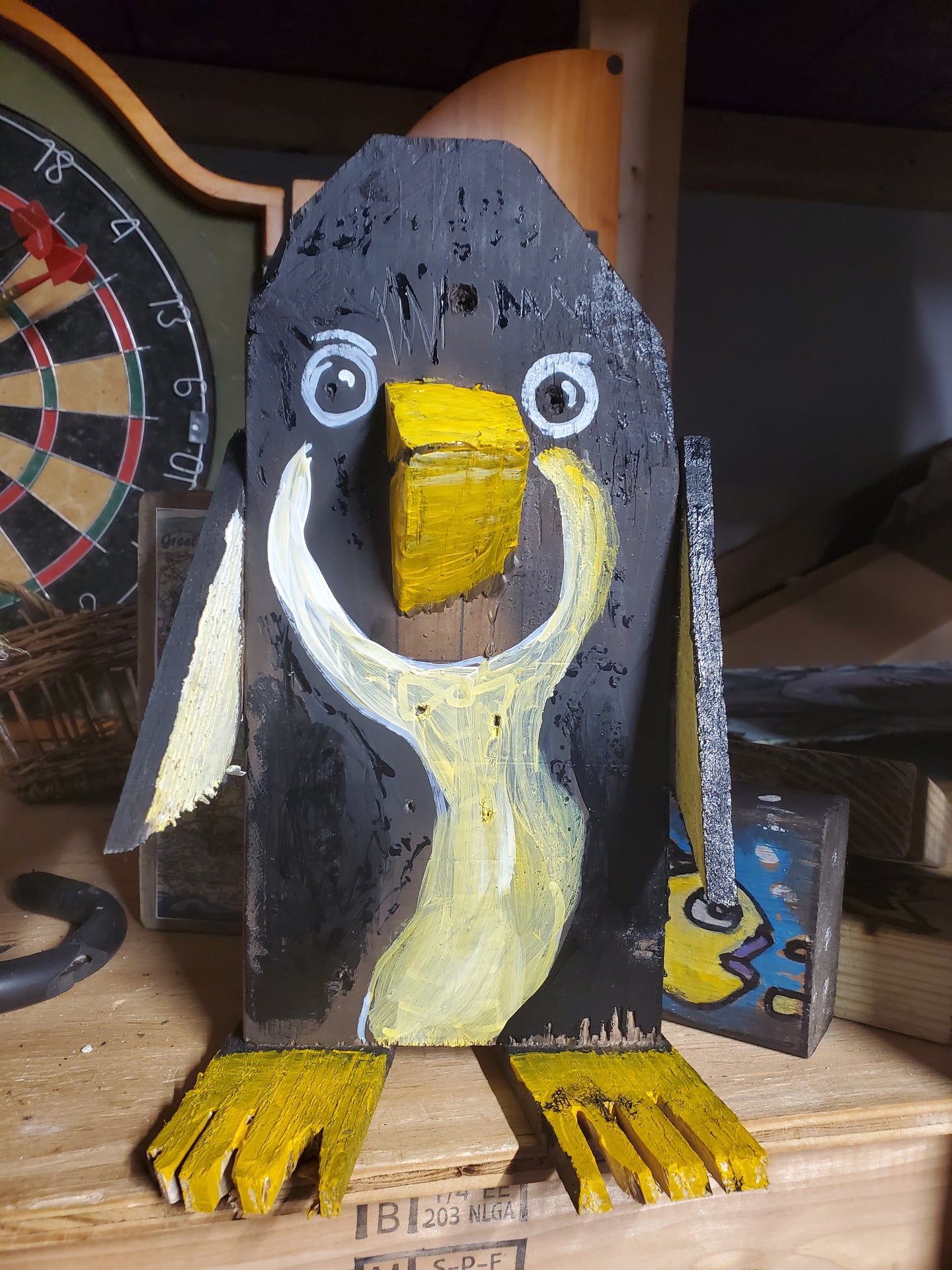 12  inch penguin makers choice  adopt  a wood-scrap critter