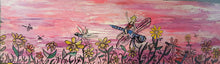 Load image into Gallery viewer, 4ft x1ft the dragonfly riders  mixed media original on wood built panel  ready to hang