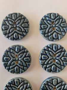 Set of 10 blue celadon buttons