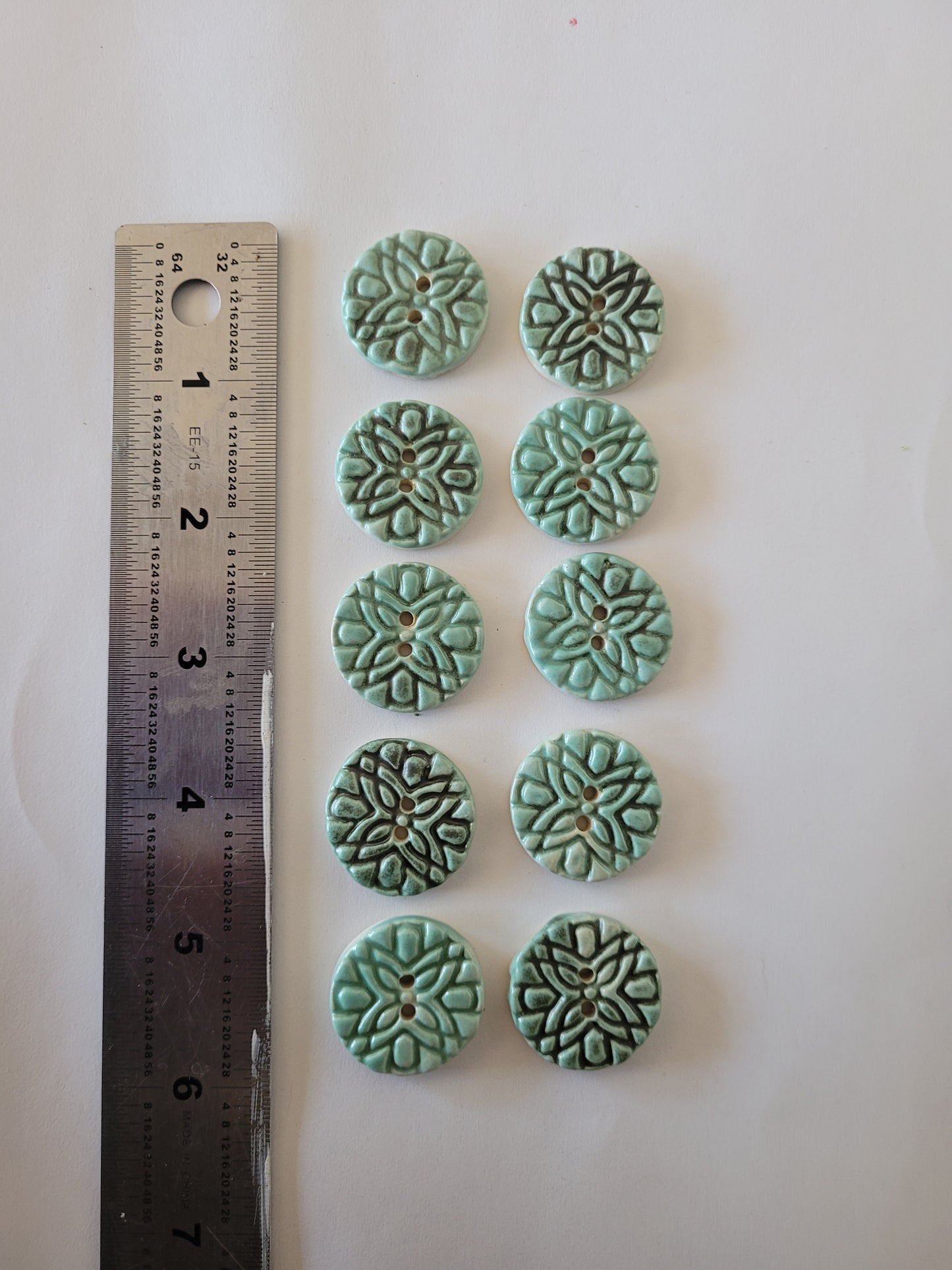 Set of 10 Antique Green Buttons