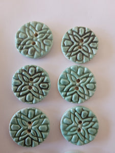 Set of 10 Antique Green Buttons