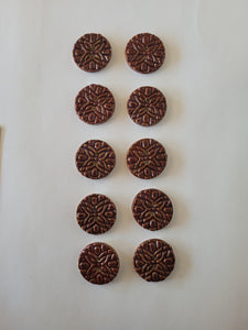 Set of 10 Burgandy Textured Buttons