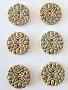 Set of 10 Golden Green  round buttons