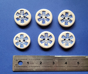 ceramic Snowflake Buttons (set of 6 )