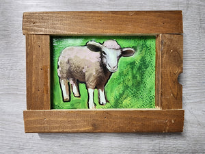 7x9" framed sheep print