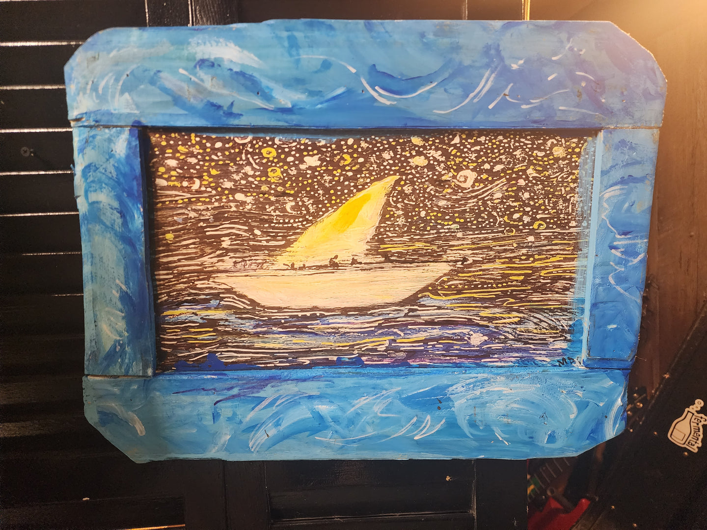 Starry night for sailing embellished hand framedn19x15