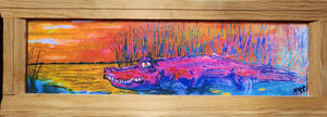 Cape Fear  Gator in the pink sunset framed print