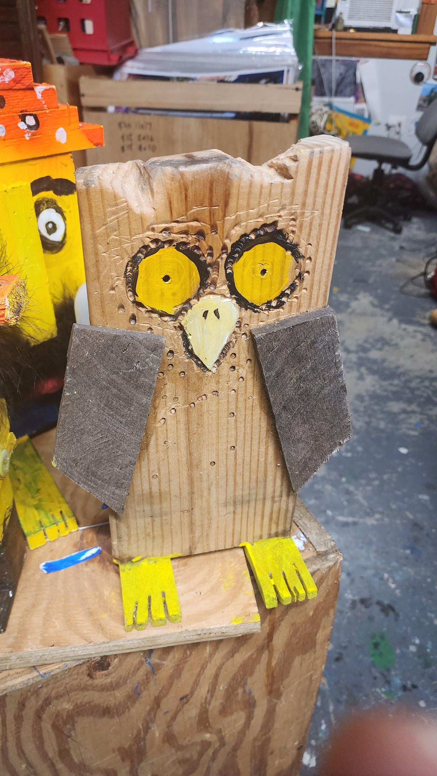 folk art critter owl 7.75x11.5