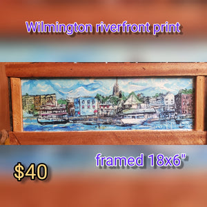 framed 18×6 riverfront print(glaze drip ) clearance