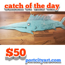 Load image into Gallery viewer, swordfish cut out .. ready to hang original