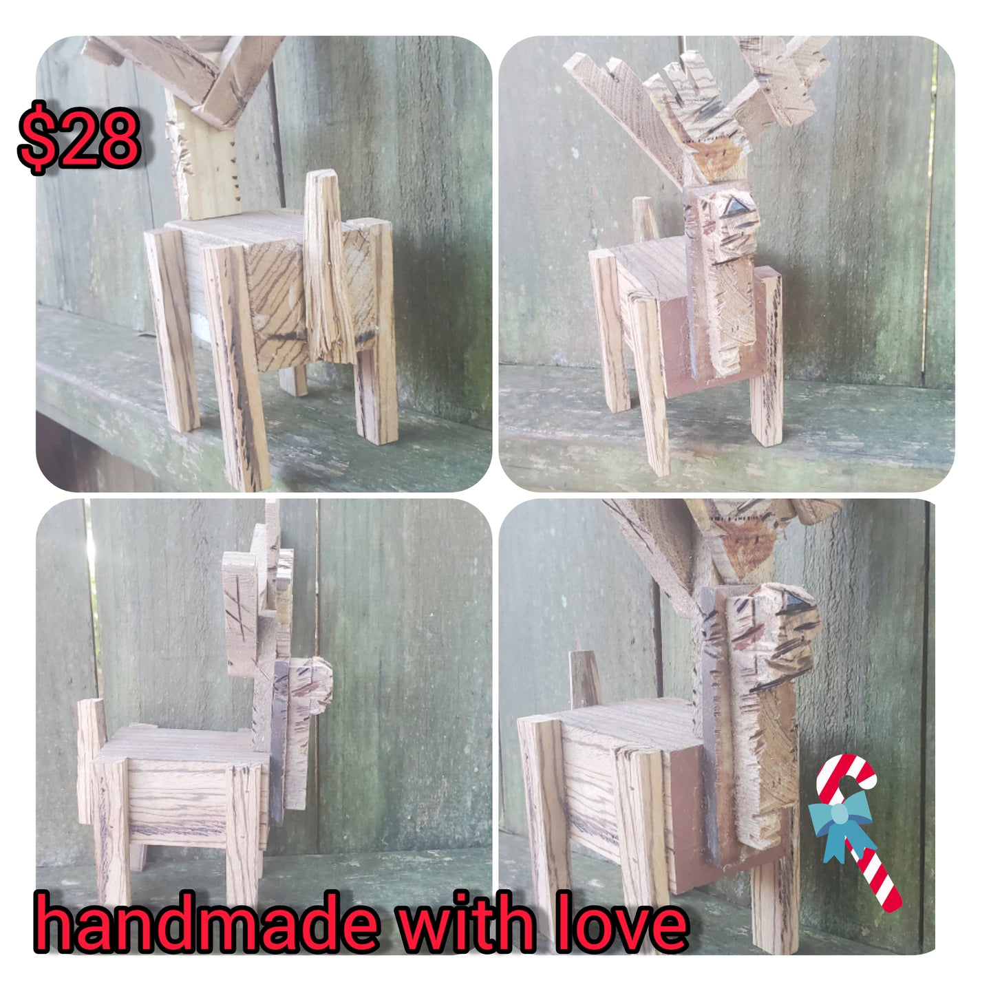 handmade wood scrap critter reindeer 7 inch tall