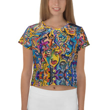 Load image into Gallery viewer, new All-Over Print Crop Tee abstract face art