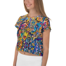Load image into Gallery viewer, new All-Over Print Crop Tee abstract face art