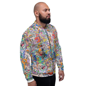 Unisex Bomber Jacket abstract faces