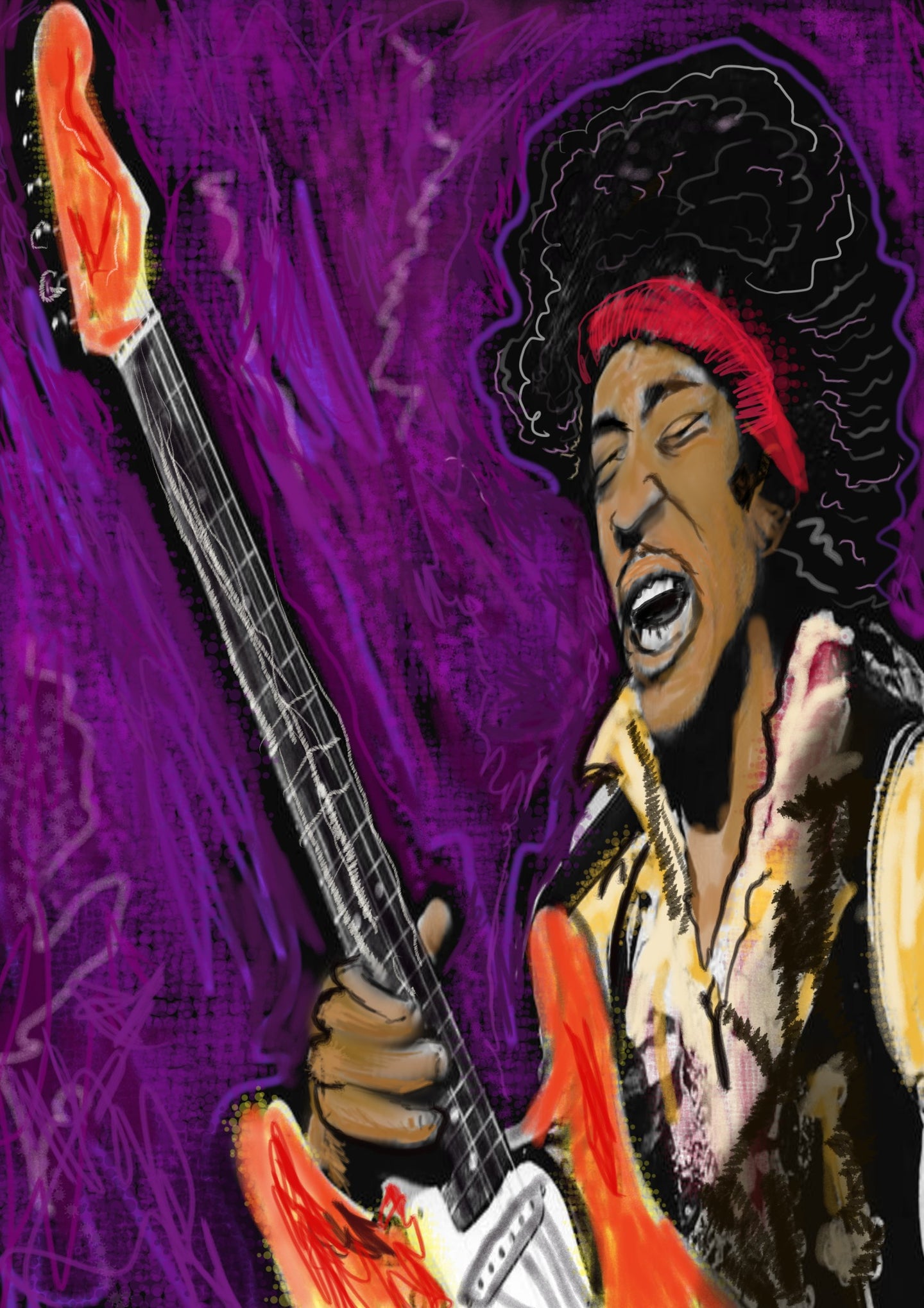framed Jimmy Hendrix print