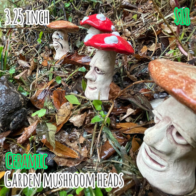 3.25 inch  ceramic mushroom  head garden sculpture