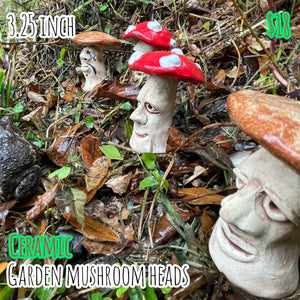 3.25 inch  ceramic mushroom  head garden sculpture