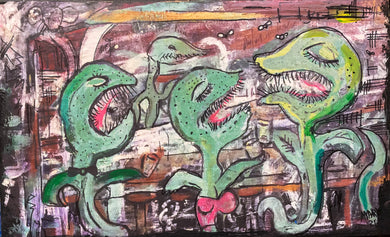 Fly traps at the bar embellished mounted print