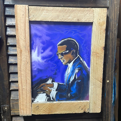 Ray Charles  Framed 10x13 hand embellished print