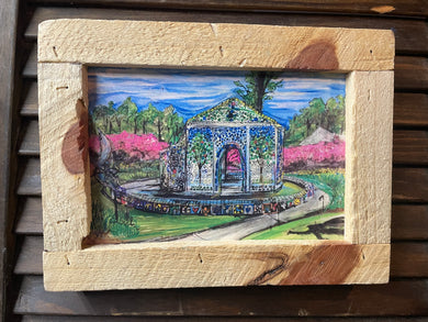 6.75 x9  mini framed Airlie Gardens bottle chapel day time