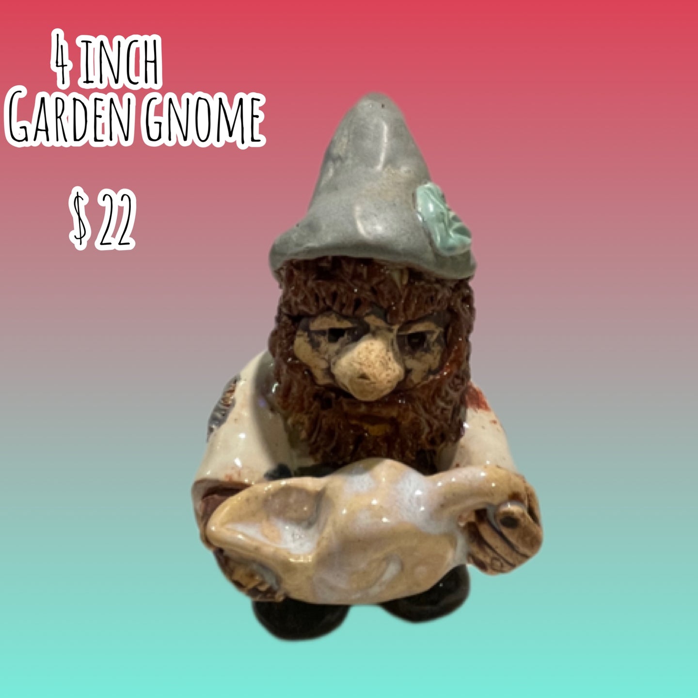 4 inch ceramic gnome sculpture