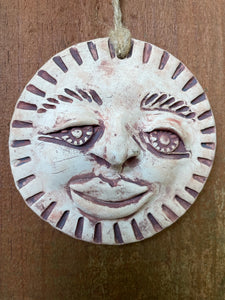6 inch sun face ceramic wall disc