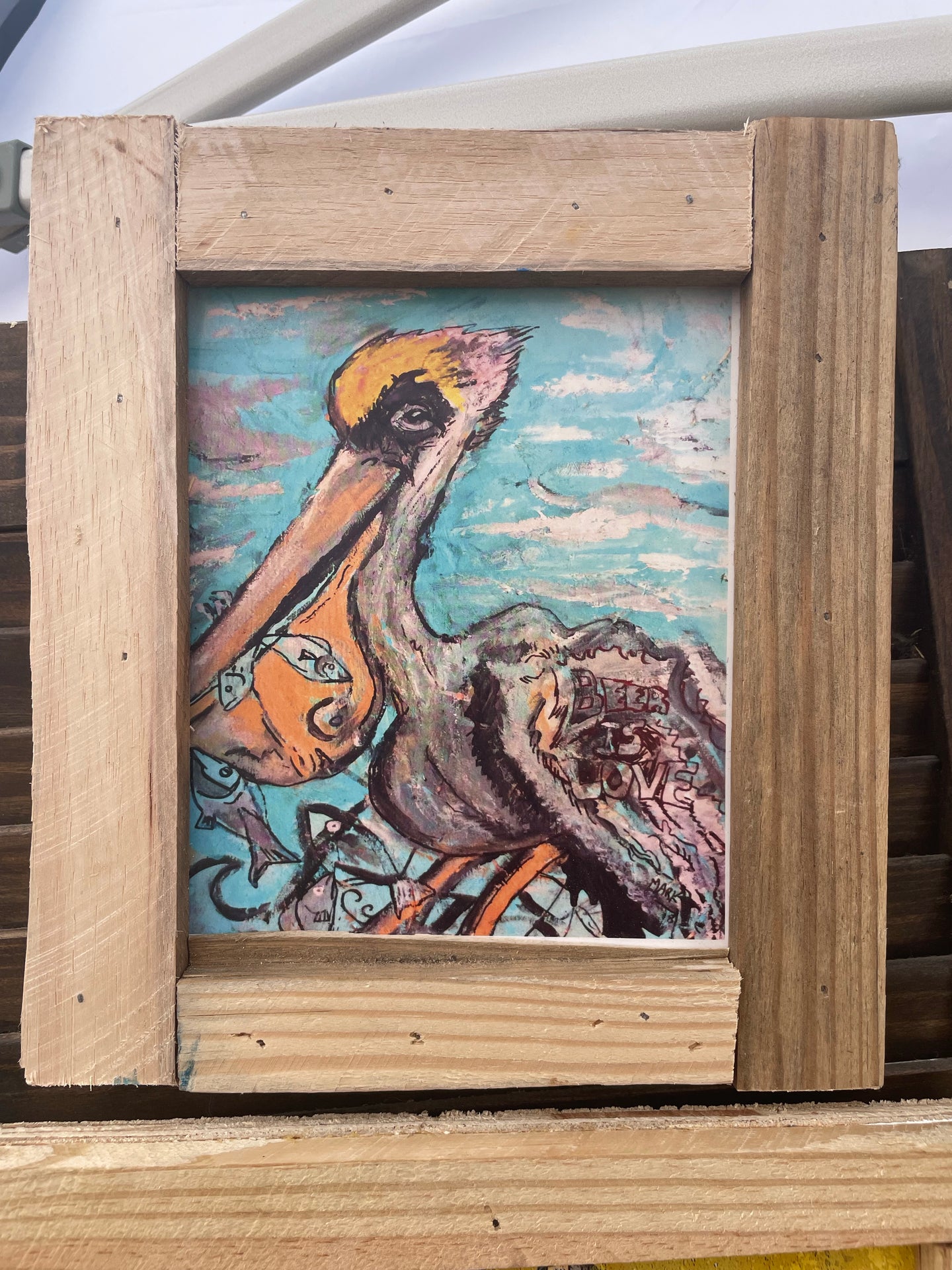 9x7 framed pelican print