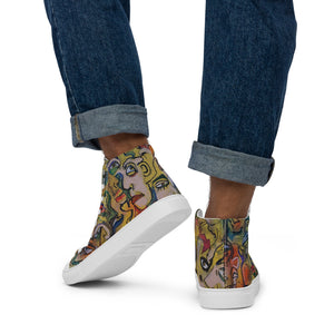 Men’s high top canvas shoes abstract faces 2 by Mark Dannon Herbert