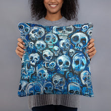 Load image into Gallery viewer, Blue Skulls pillow