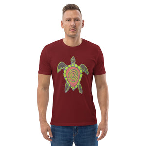 Laurel's turtles.. red spiral Unisex organic cotton t-shirt