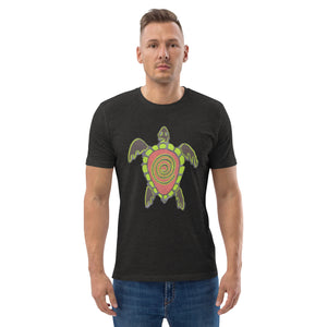 Laurel's turtles.. red spiral Unisex organic cotton t-shirt