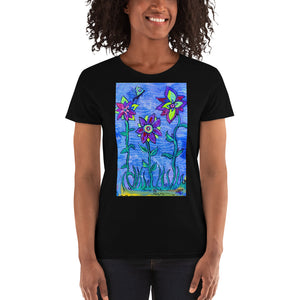 Women's short sleeve t-shirt dragonflies garden 2