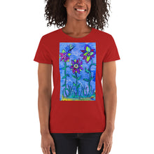 Load image into Gallery viewer, Women&#39;s short sleeve t-shirt dragonflies garden 2